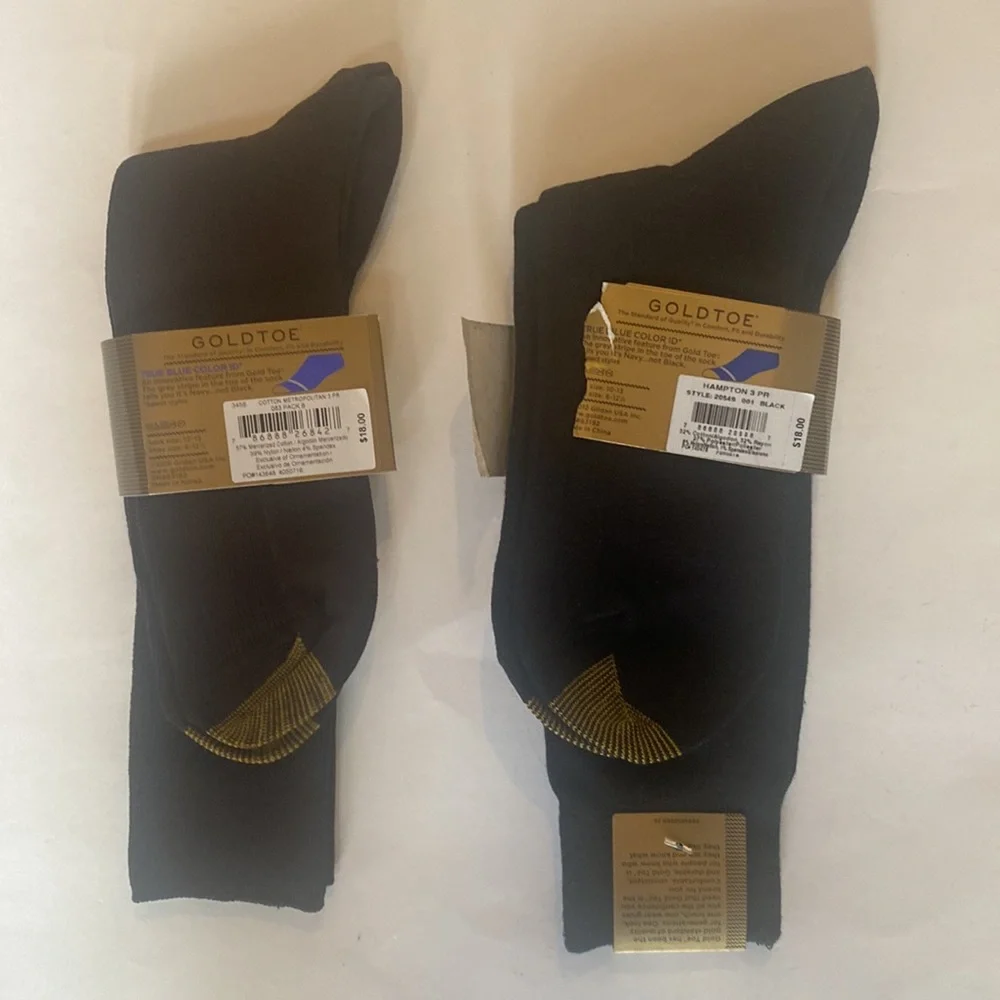 GOLD TOE 2p Casual Fashion Socks Black Brown $12 NWT